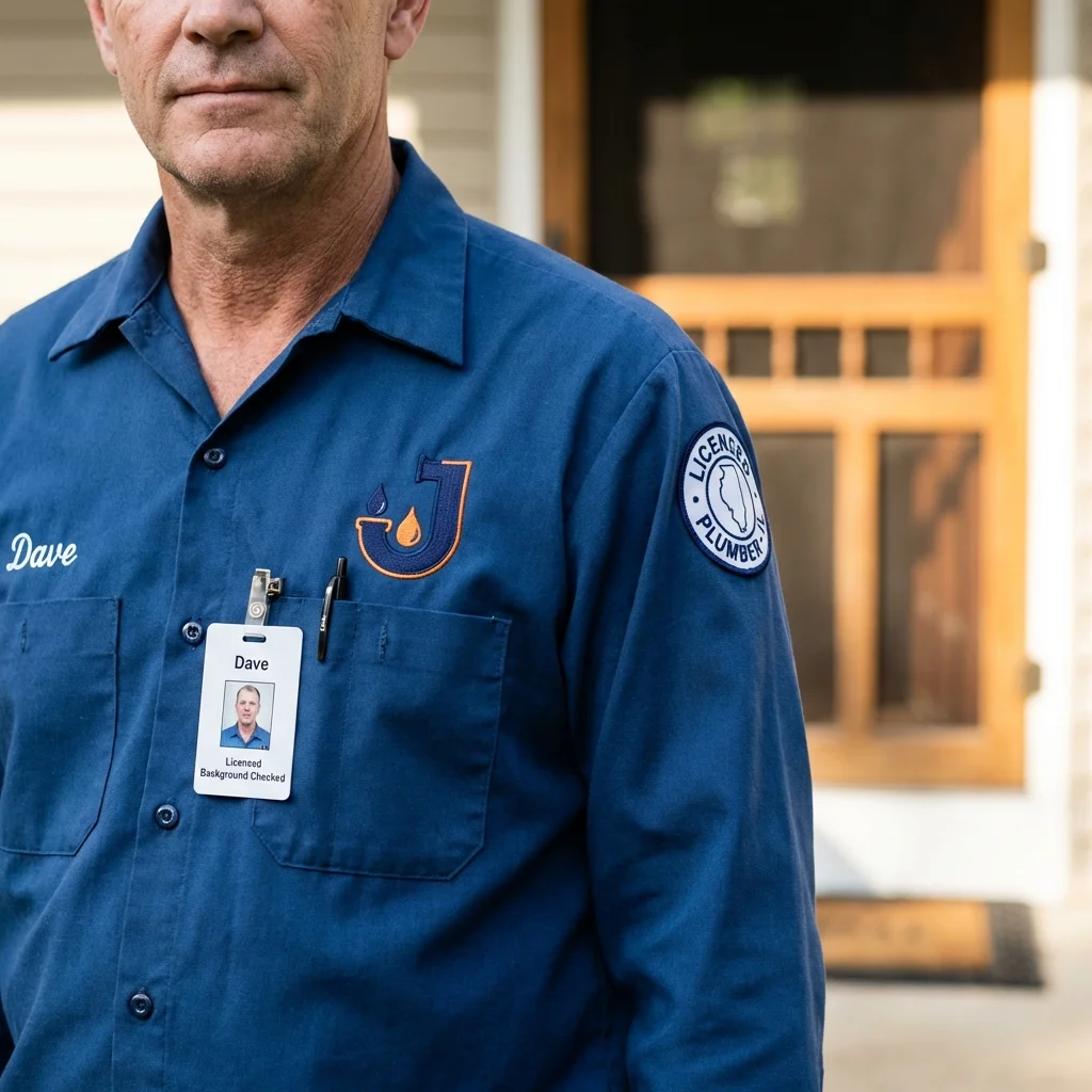Licensed plumber showing ID badge in Jersey Shore, PA