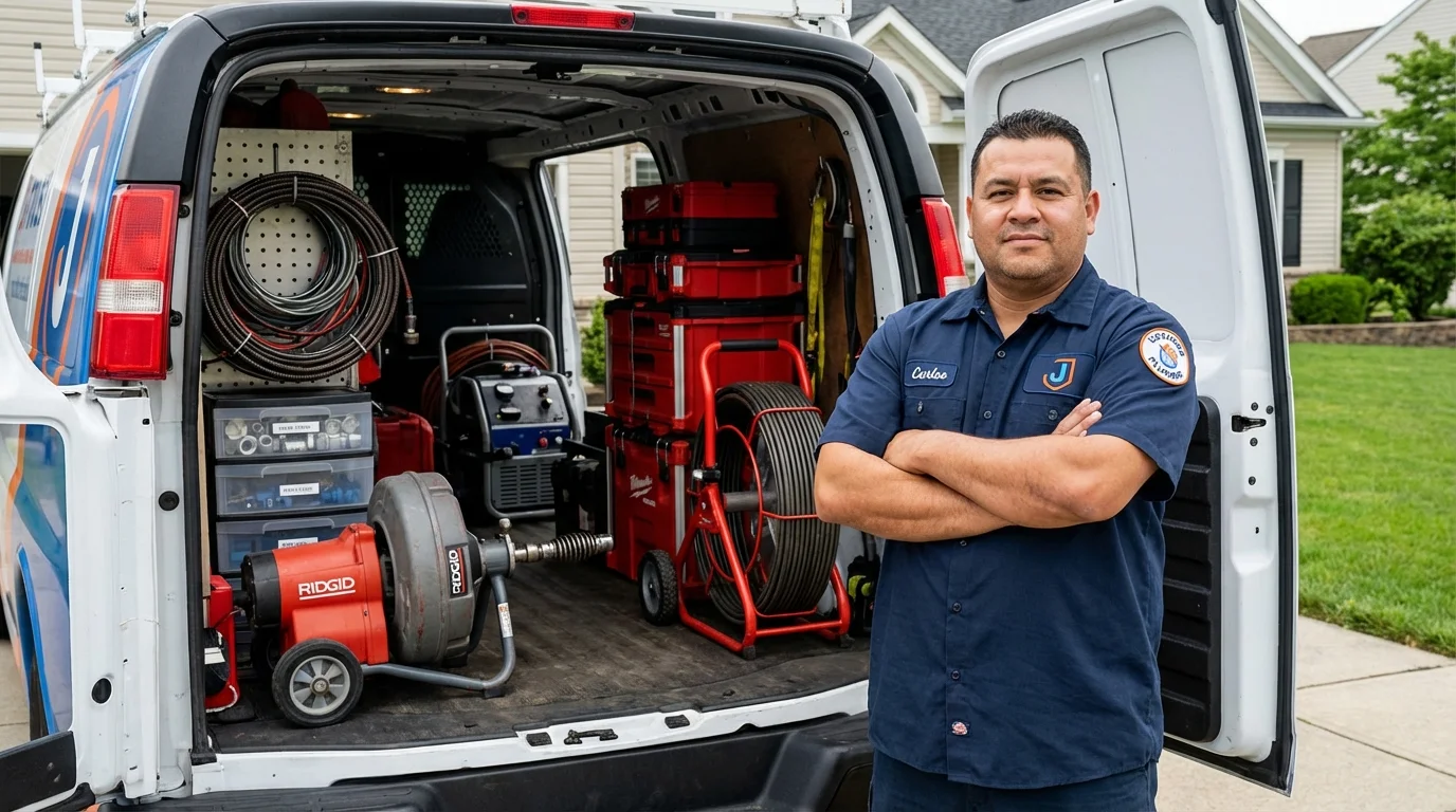 Professional drain cleaning equipment and Johns Plumbing LLC plumber in Jersey Shore